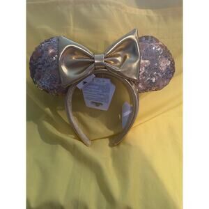 NWT Disney Parks Gold Sequin Hidden Mickey Mouse Minnie Bow Headband Ears